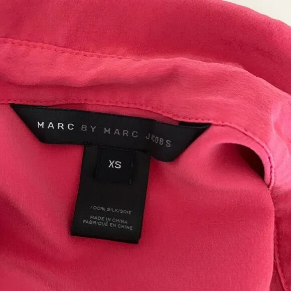 Marc by Marc Jacobs Neon Pink Button Front Silk Blouse XS - Picture 5 of 8